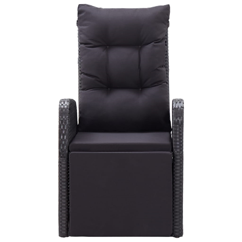 vidaXL Reclining Patio Chairs with Cushions 2 pcs Black Poly Rattan