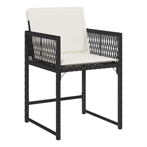 vidaXL Garden Chair Set of 4 Black/Cream PE rattan