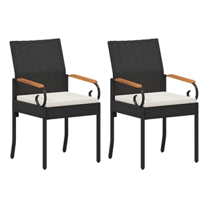 vidaXL Garden Chairs 2 pcs Black and Cream White