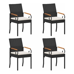 vidaXL Garden Chairs 4 pcs Black and Cream White