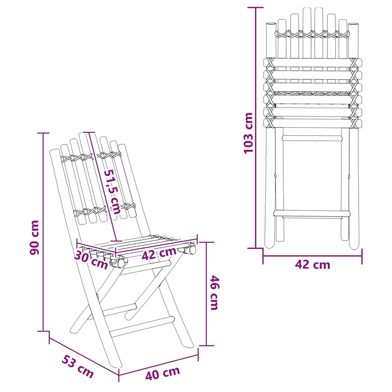 vidaXL Garden Chair 4 pcs Natural Bamboo