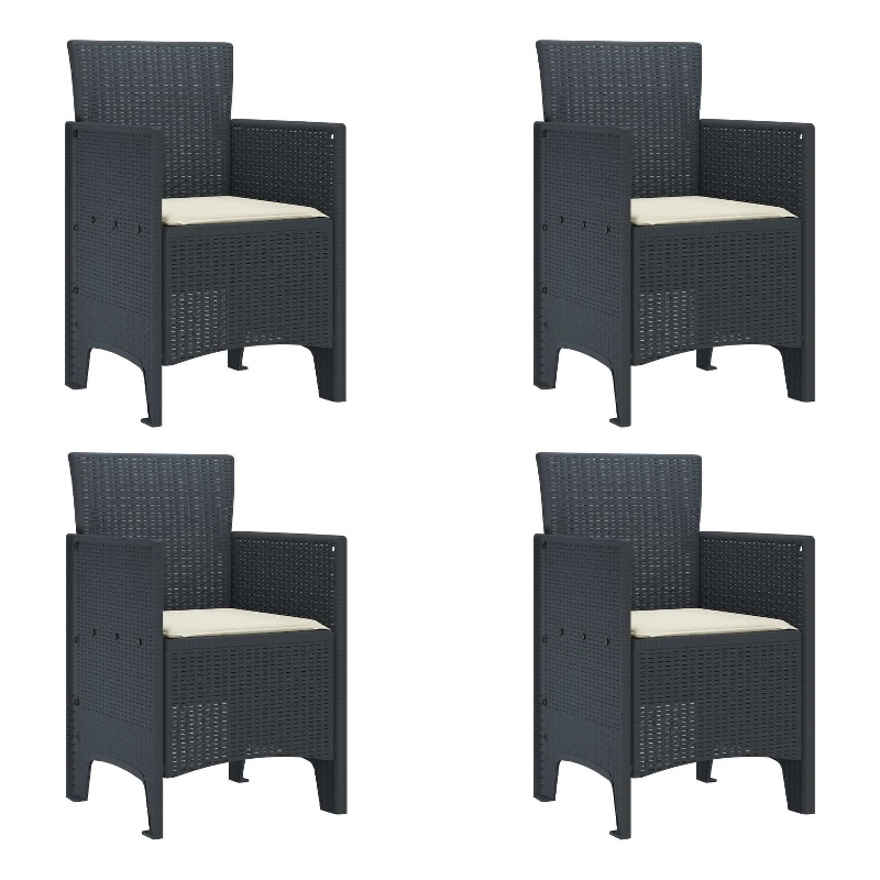 vidaXL Garden Chair 4 pcs Anthracite Polypropylene