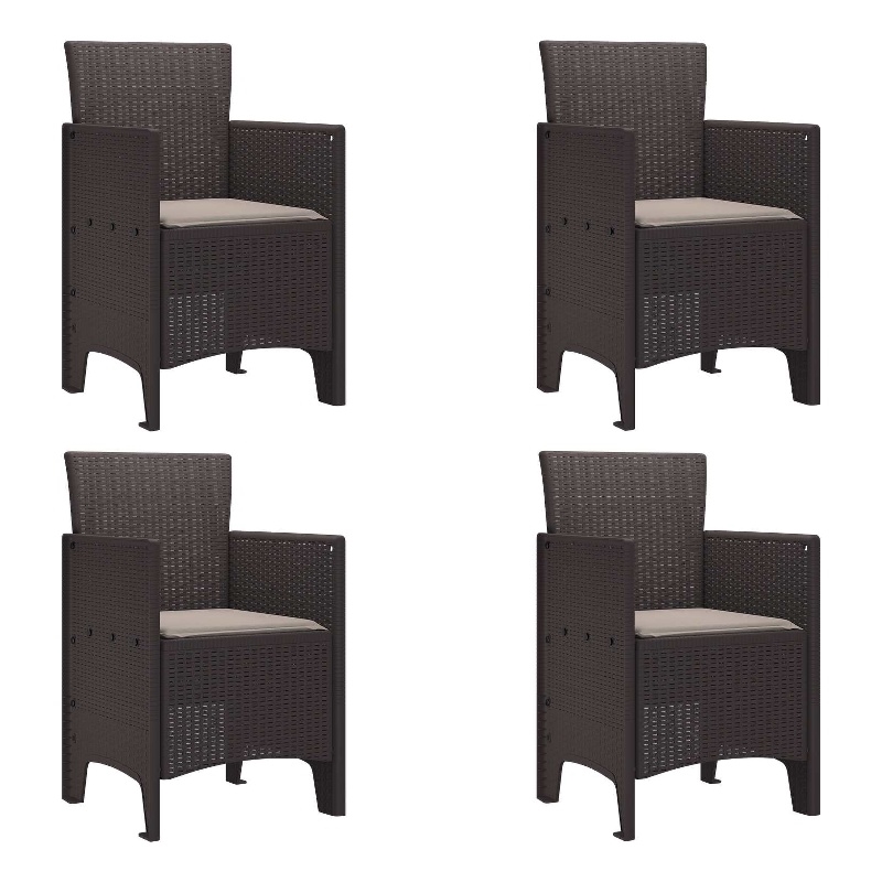 vidaXL Garden Chair 4 pcs Brown Polypropylene