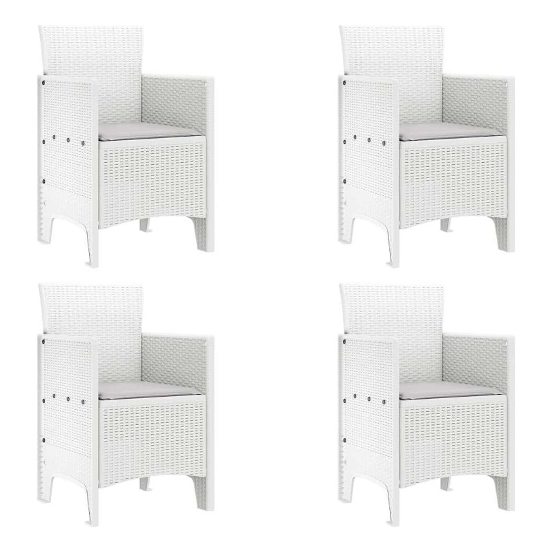 vidaXL Garden Chair 4 pcs White Polypropylene
