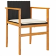 vidaXL Patio Chairs with Cushions 2 pcs Black Poly Rattan&Solid Wood