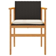 vidaXL Patio Chairs with Cushions 2 pcs Black Poly Rattan&Solid Wood