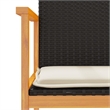 vidaXL Patio Chairs with Cushions 2 pcs Black Poly Rattan&Solid Wood