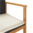 vidaXL Patio Chairs with Cushions 2 pcs Black Poly Rattan&Solid Wood