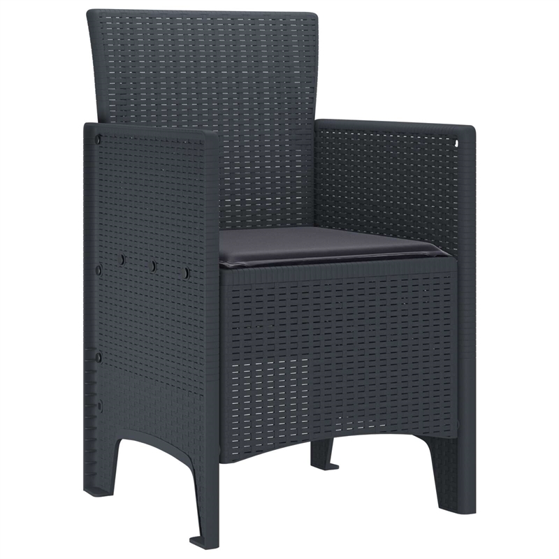 vidaXL Garden Chair 2 pcs Anthracite Polypropylene