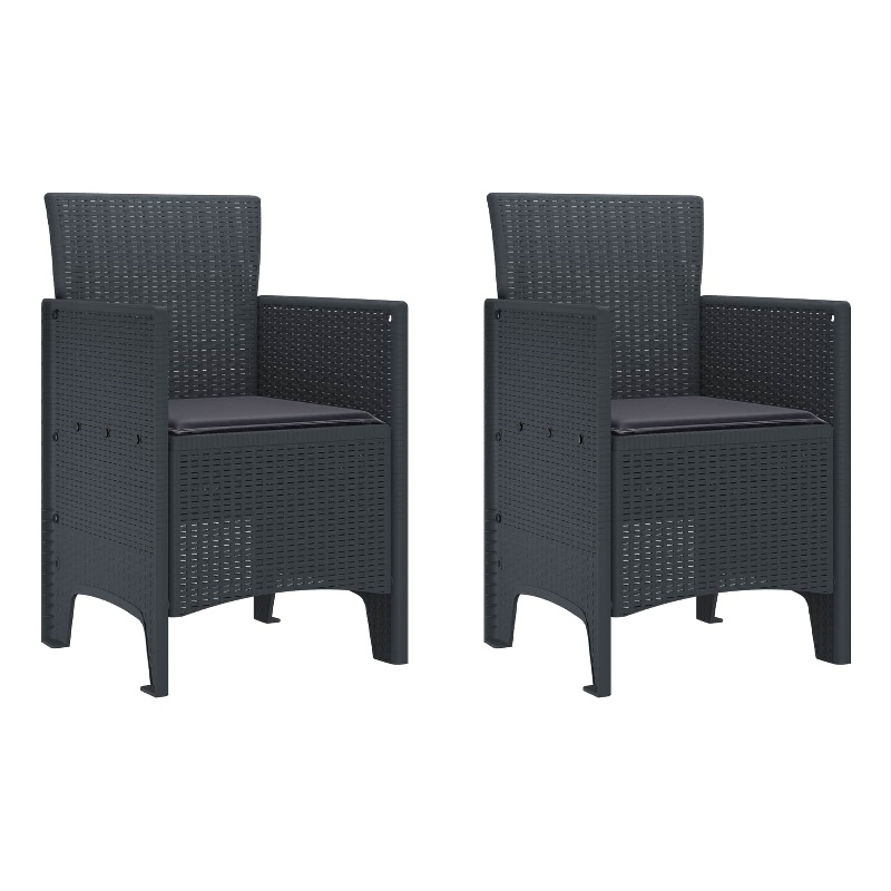 vidaXL Garden Chair 2 pcs Anthracite Polypropylene