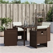 vidaXL Patio Chairs with Cushions 4 pcs Brown Poly Rattan