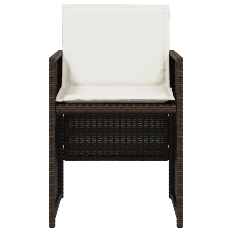 vidaXL Patio Chairs with Cushions 4 pcs Brown Poly Rattan