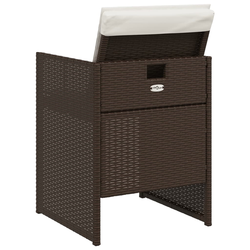 vidaXL Patio Chairs with Cushions 4 pcs Brown Poly Rattan