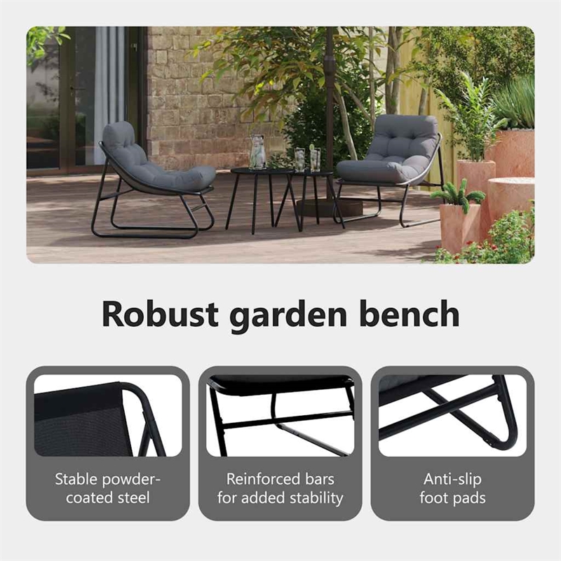 vidaXL Garden Furniture 2 pcs Black Powder-Coated Steel