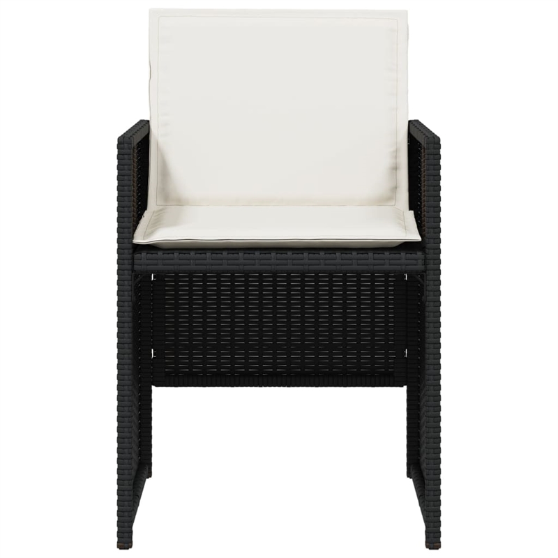 vidaXL Patio Chairs with Cushions 4 pcs Black Poly Rattan