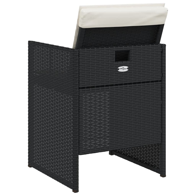 vidaXL Patio Chairs with Cushions 4 pcs Black Poly Rattan