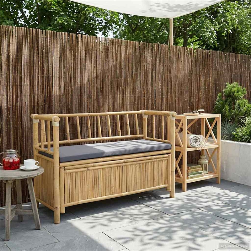 vidaXL Garden Storage Bench 43.3 x 18.5 x 31.5 in Bamboo Natural