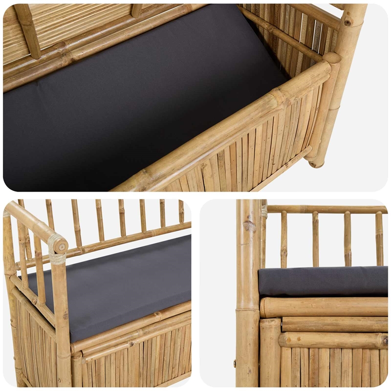vidaXL Garden Storage Bench 43.3 x 18.5 x 31.5 in Bamboo Natural