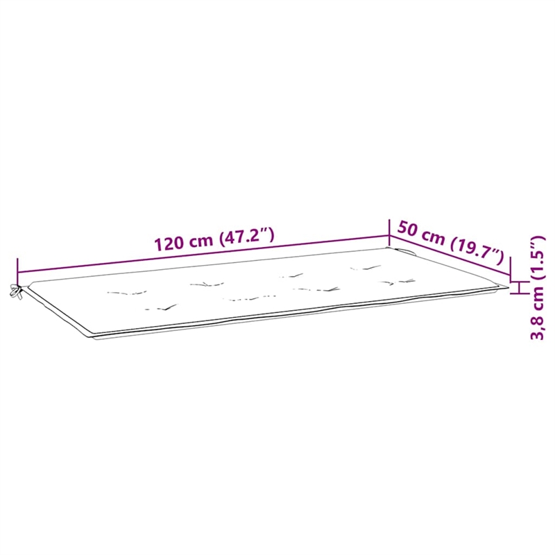 vidaXL Patio Bench with Cushion 47.2