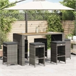 vidaXL Patio Bar Stools with Cushions 6 pcs Gray Poly Rattan
