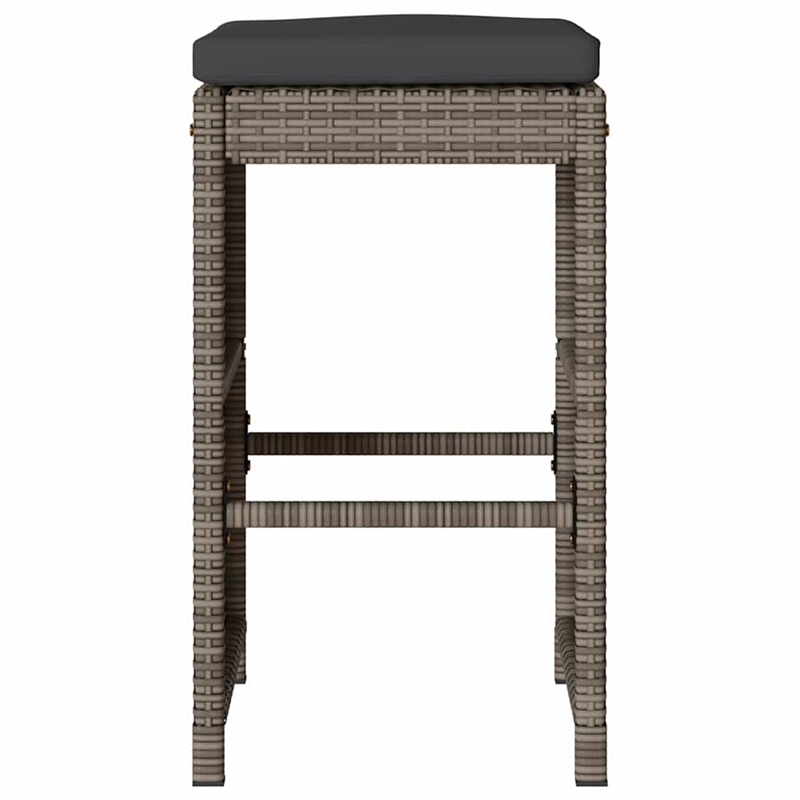 vidaXL Patio Bar Stools with Cushions 6 pcs Gray Poly Rattan
