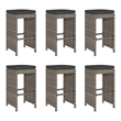 vidaXL Patio Bar Stools with Cushions 6 pcs Gray Poly Rattan