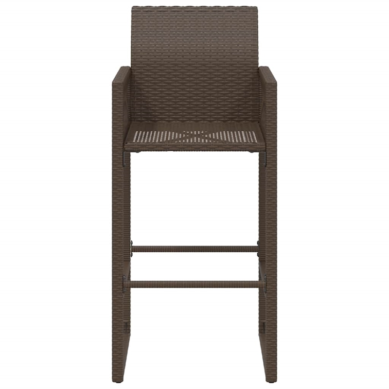 vidaXL Patio Bar Stools 2 pcs Brown Poly Rattan