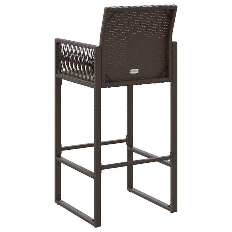 vidaXL Patio Bar Stools 2 pcs Brown Poly Rattan