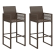 vidaXL Patio Bar Stools 2 pcs Brown Poly Rattan