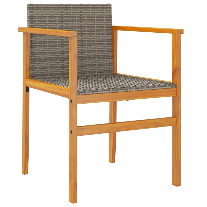 vidaXL Patio Chairs 2 pcs Gray Poly Rattan&Solid Wood