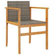 vidaXL Patio Chairs 2 pcs Gray Poly Rattan&Solid Wood