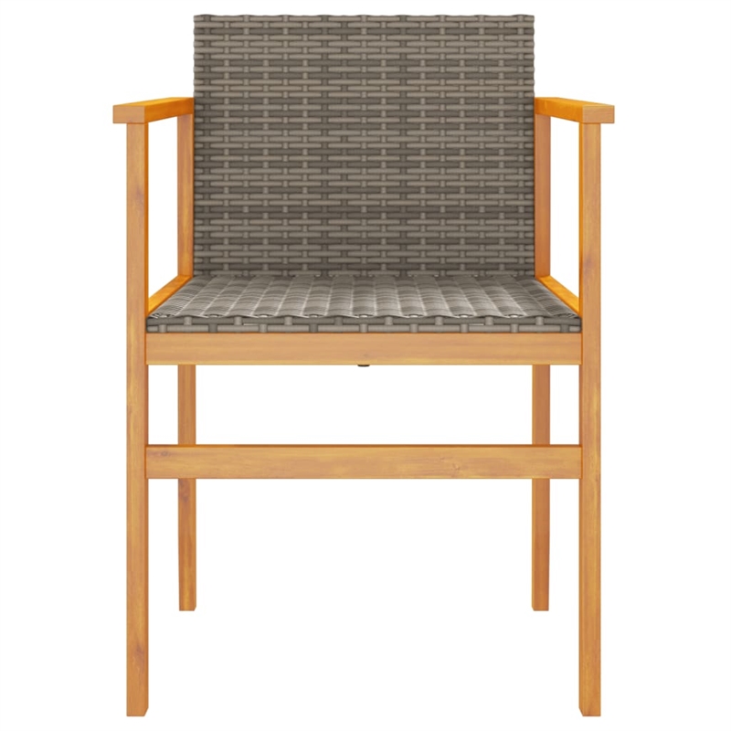 vidaXL Patio Chairs 2 pcs Gray Poly Rattan&Solid Wood