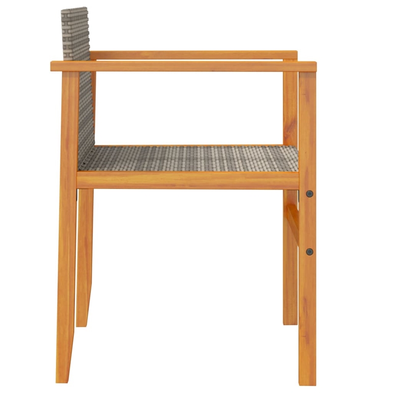 vidaXL Patio Chairs 2 pcs Gray Poly Rattan&Solid Wood