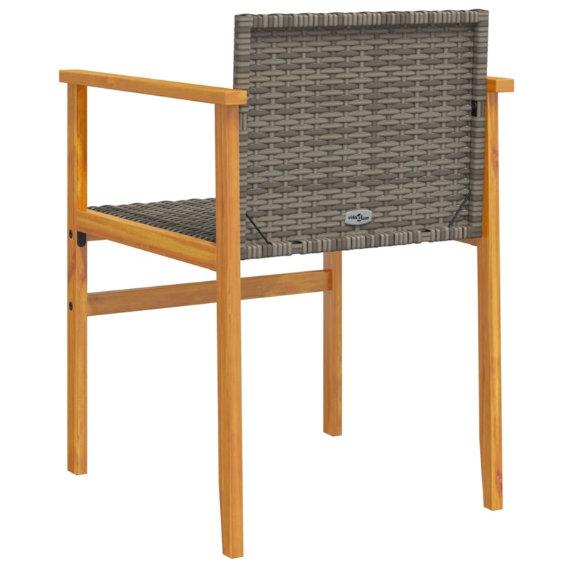 vidaXL Patio Chairs 2 pcs Gray Poly Rattan&Solid Wood