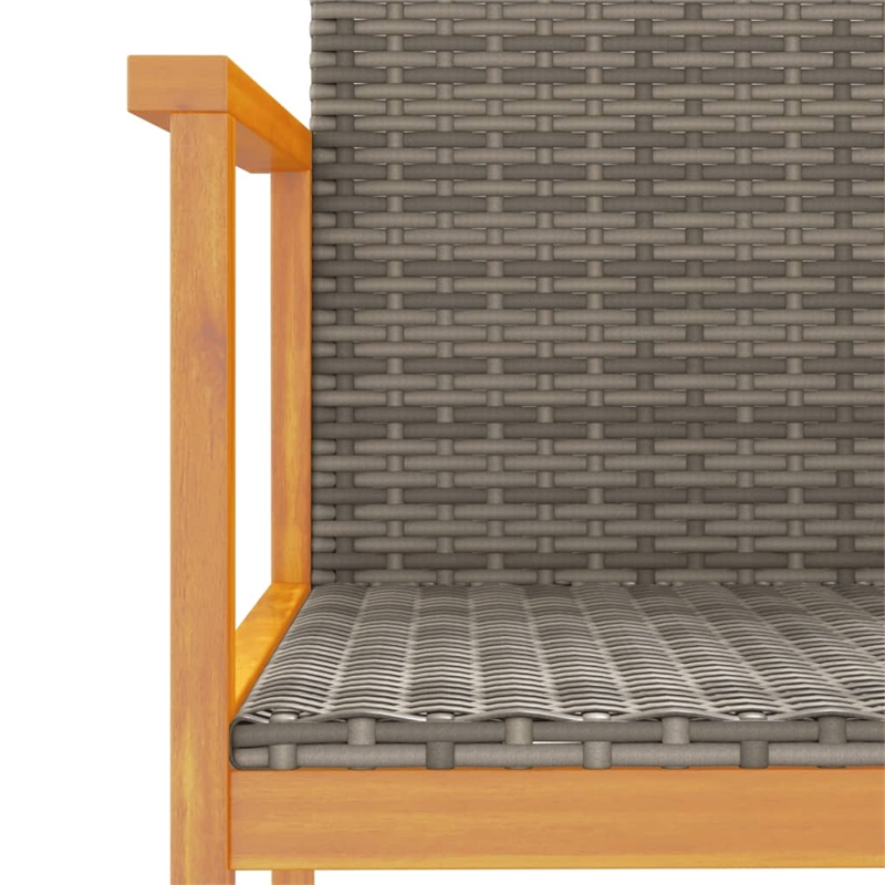 vidaXL Patio Chairs 2 pcs Gray Poly Rattan&Solid Wood