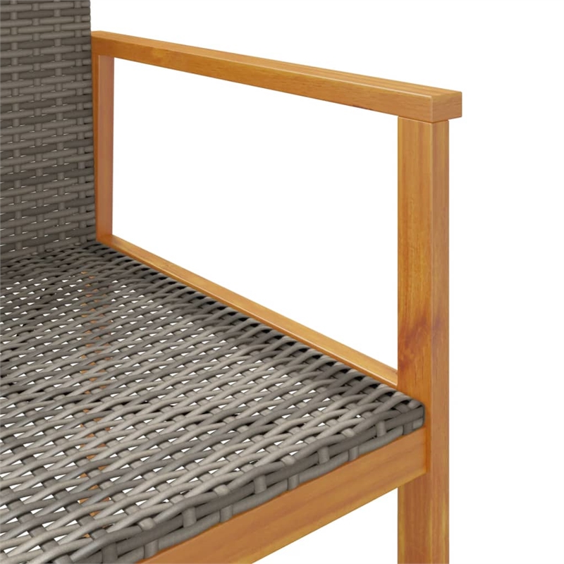 vidaXL Patio Chairs 2 pcs Gray Poly Rattan&Solid Wood
