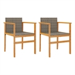vidaXL Patio Chairs 2 pcs Gray Poly Rattan&Solid Wood