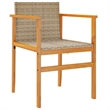 vidaXL Patio Chairs 2 pcs Beige Poly Rattan&Solid Wood