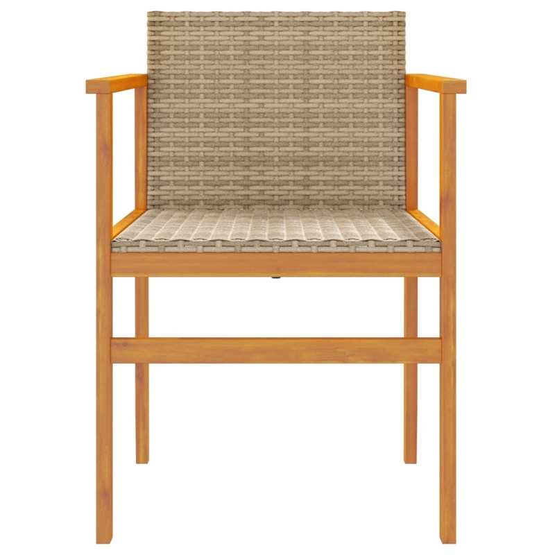 vidaXL Patio Chairs 2 pcs Beige Poly Rattan&Solid Wood