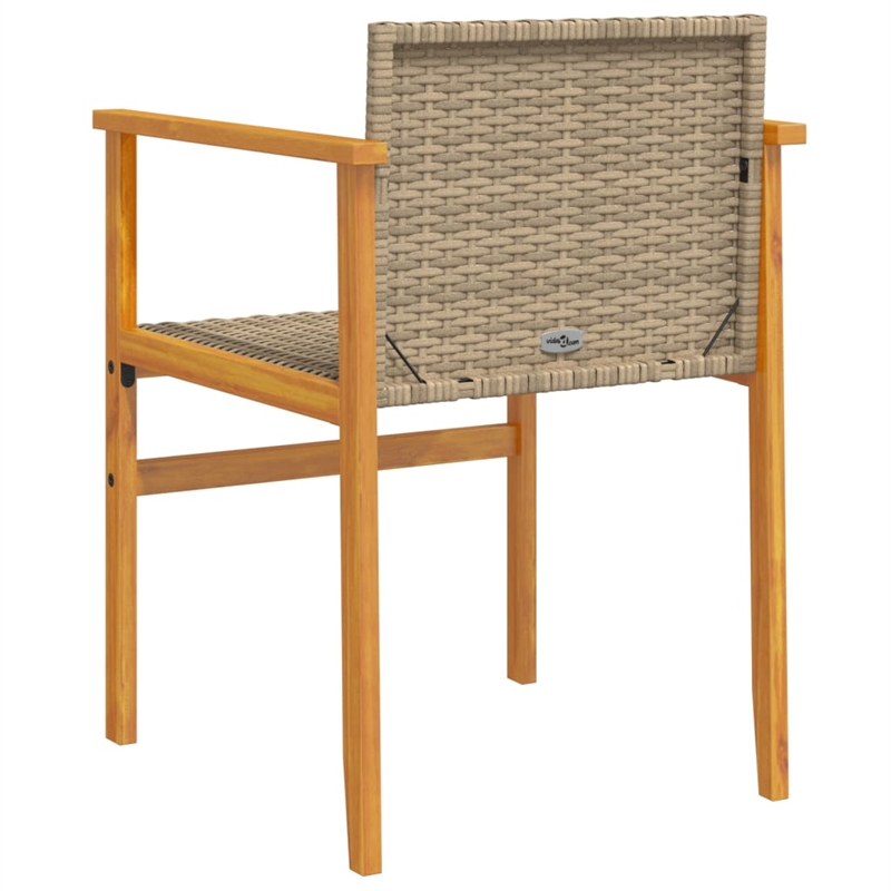 vidaXL Patio Chairs 2 pcs Beige Poly Rattan&Solid Wood