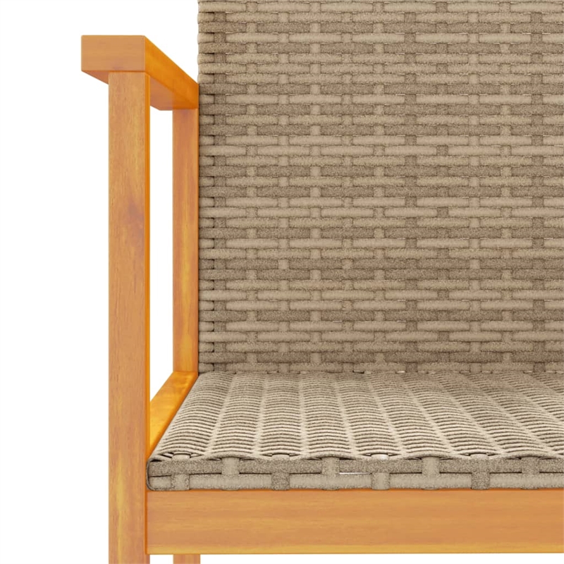 vidaXL Patio Chairs 2 pcs Beige Poly Rattan&Solid Wood