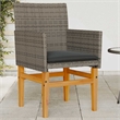 vidaXL Patio Chairs with Cushions 2 pcs Gray Poly Rattan&Solid Wood