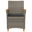 vidaXL Patio Chairs with Cushions 2 pcs Gray Poly Rattan&Solid Wood