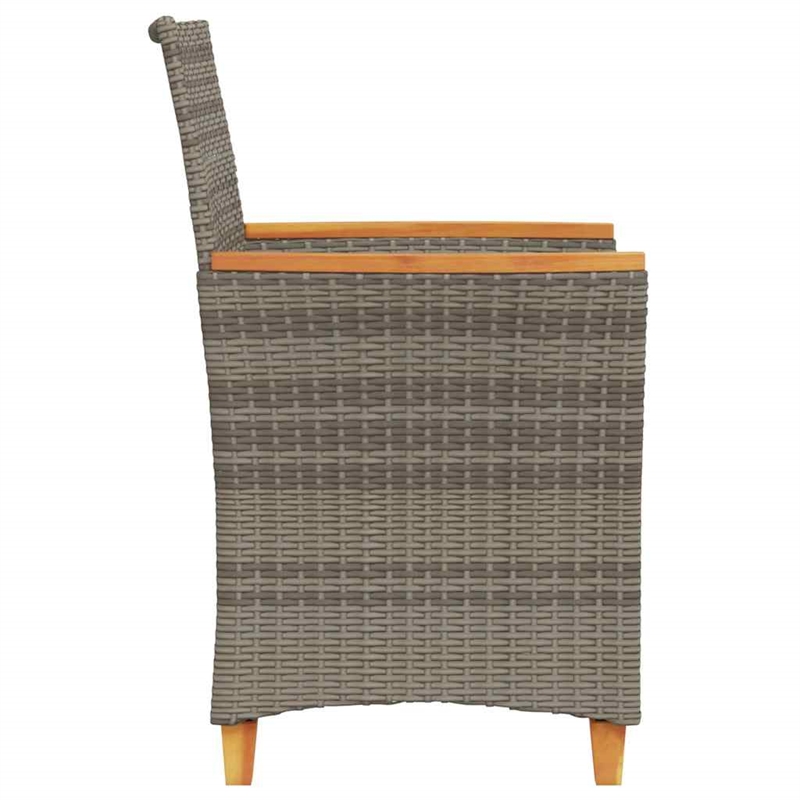 vidaXL Patio Chairs with Cushions 2 pcs Gray Poly Rattan&Solid Wood