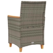 vidaXL Patio Chairs with Cushions 2 pcs Gray Poly Rattan&Solid Wood