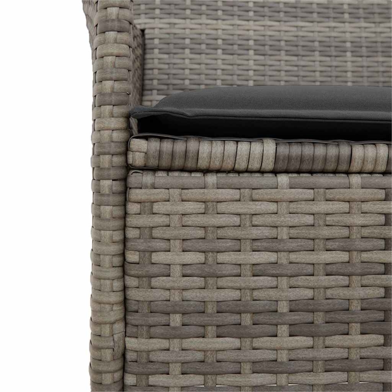 vidaXL Patio Chairs with Cushions 2 pcs Gray Poly Rattan&Solid Wood