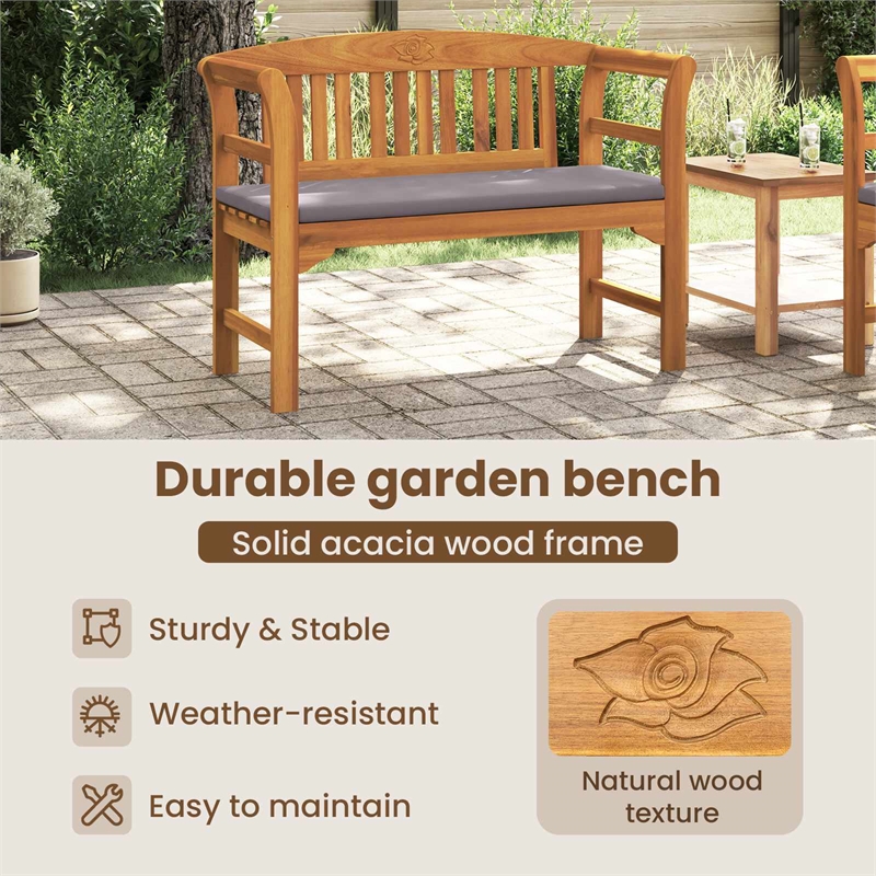 vidaXL Rose Bench Natural 44.88 x 18.11 x 32.48 in Solid Acacia Wood