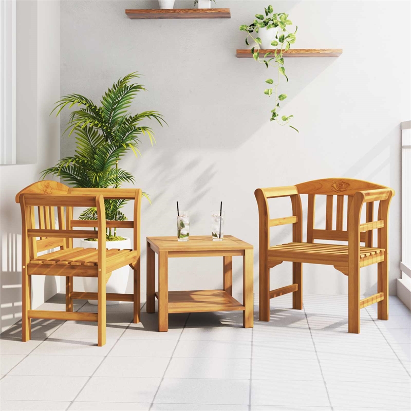 vidaXL Rose Bench Natural 26.97 x 18.11 x 32.48 in Solid Acacia Wood
