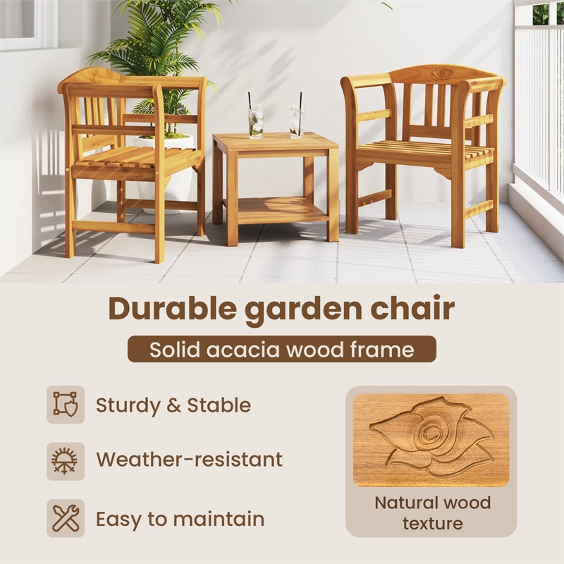 vidaXL Rose Bench Natural 26.97 x 18.11 x 32.48 in Solid Acacia Wood