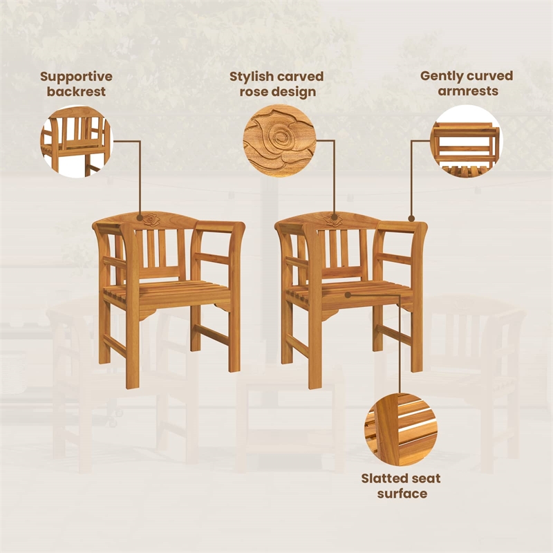 vidaXL Rose Bench Natural 26.97 x 18.11 x 32.48 in Solid Acacia Wood